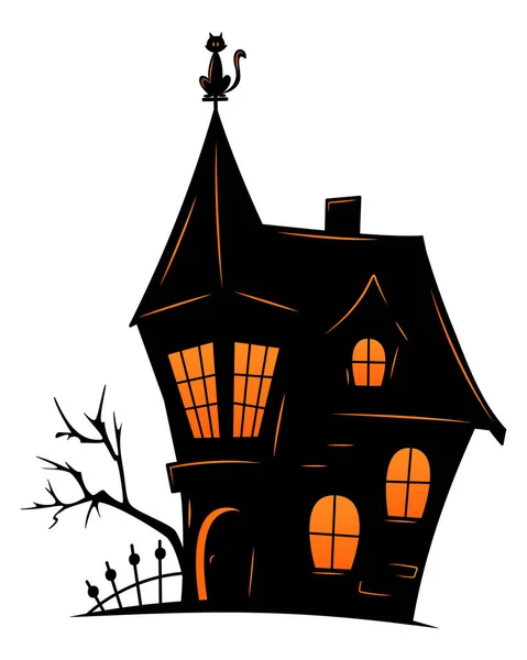 Vieille Maison Hantée Pour Halloween Silhouette Vectorielle Une Vieille Maison — Image vectorielle