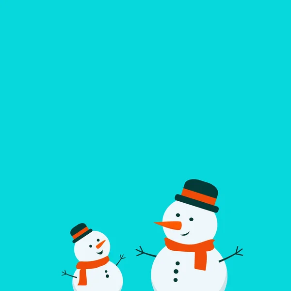 Flat two snowmans — Stock Vector