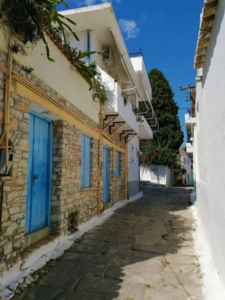 Straße Ermioni Peleponnes Griechenland Griechische Stadtstraße Oder Gasse Haus Mit — Stockfoto