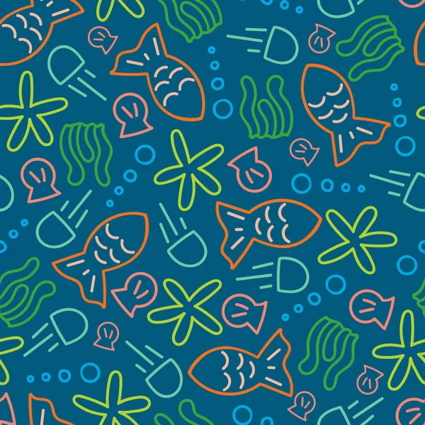 Vector seamless under the sea repeating pattern. Perfect for fabric, wallpaper and scrapbooking. — Stock Vector