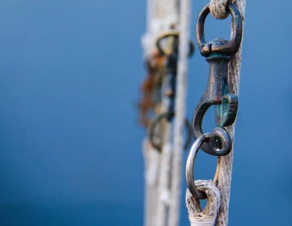 Krok Hänger Flaggan Rep Ombord Örlogsfartyg — Stockfoto