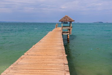 Çardak ve ahşap jatty Koh Samet, Tayland