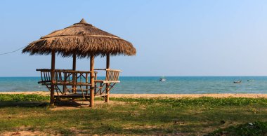 Çardak ahşap Payoon Beach ili Rayong, Tayland