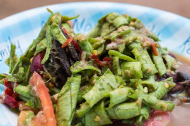 Yardlong fasulye salatası geleneksel Tayland Gıda