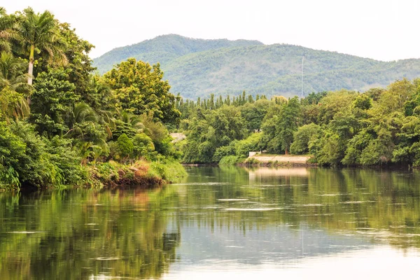 Krajina Stromy Hory Řeky Vpředu — Stock fotografie