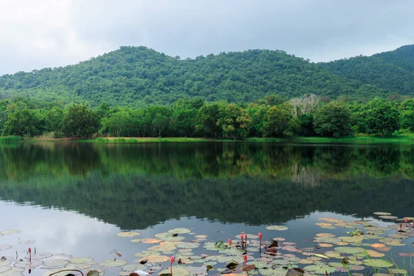 山と湖にタイのチョンブリー県サッタヒープ郡 — ストック写真