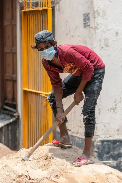 Ghaziabad Uttar Pradesh India June 2020 Young Indian Male Labor — Stock Photo, Image
