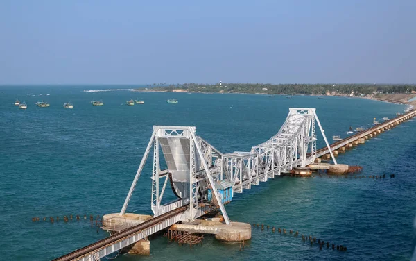 Pamban Bridge is a railway bridge which connects the town of Mandapam in mainland India with Pamban Island, and Rameswaram