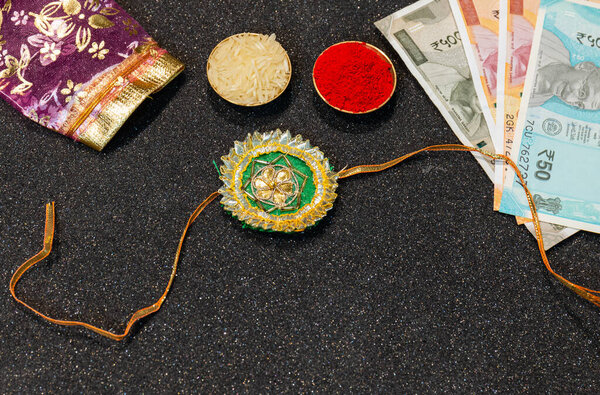 Indian Festival Raksha Bandhan Background Elegant Colorful Rakhi Gift Rice Royalty Free Stock Images