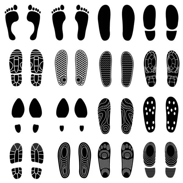 Footprints silhouettes. Foot print vector — Stock Vector