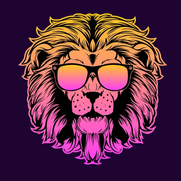 Lion imprimé avec des lunettes — Image vectorielle
