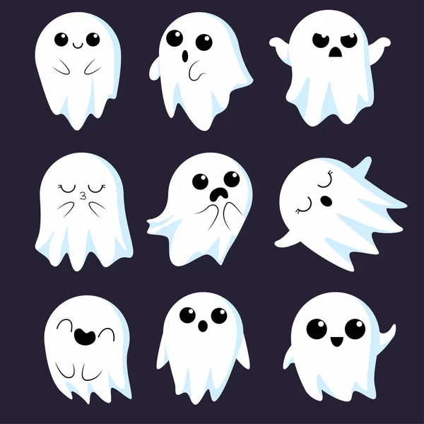 Little cute ghosts collection — Stock Vector