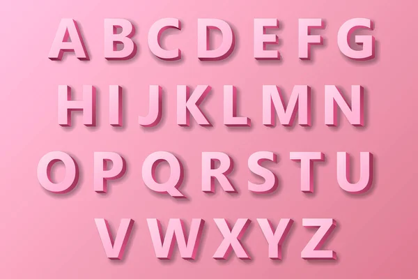 Ljust rosa 3D alfabet bokstäver. — Stock vektor