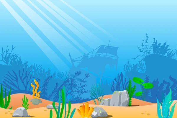 Cartoni animati mare subacqueo natura scena — Vettoriale Stock