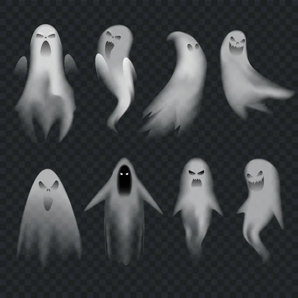 Ensemble de fantômes réalistes isolés — Image vectorielle
