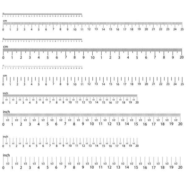 Inch och metriska regler — Stock vektor