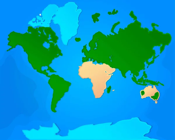 Mapa světa je rozdělena na kontinenty. — Stockový vektor