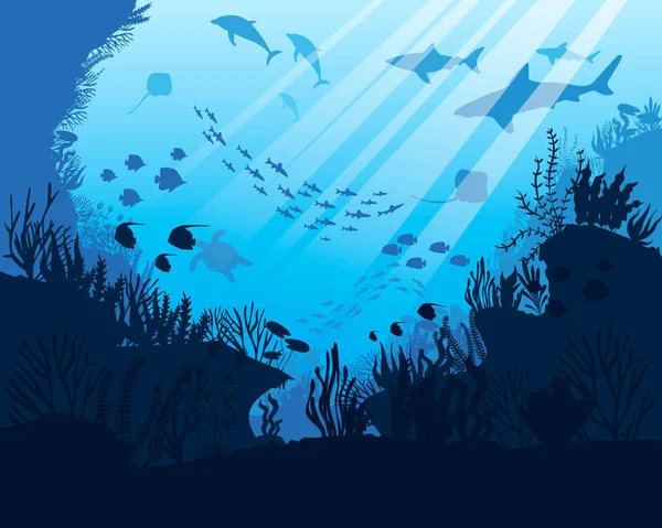 Deniz altında. Okyanusun dibi — Stok Vektör