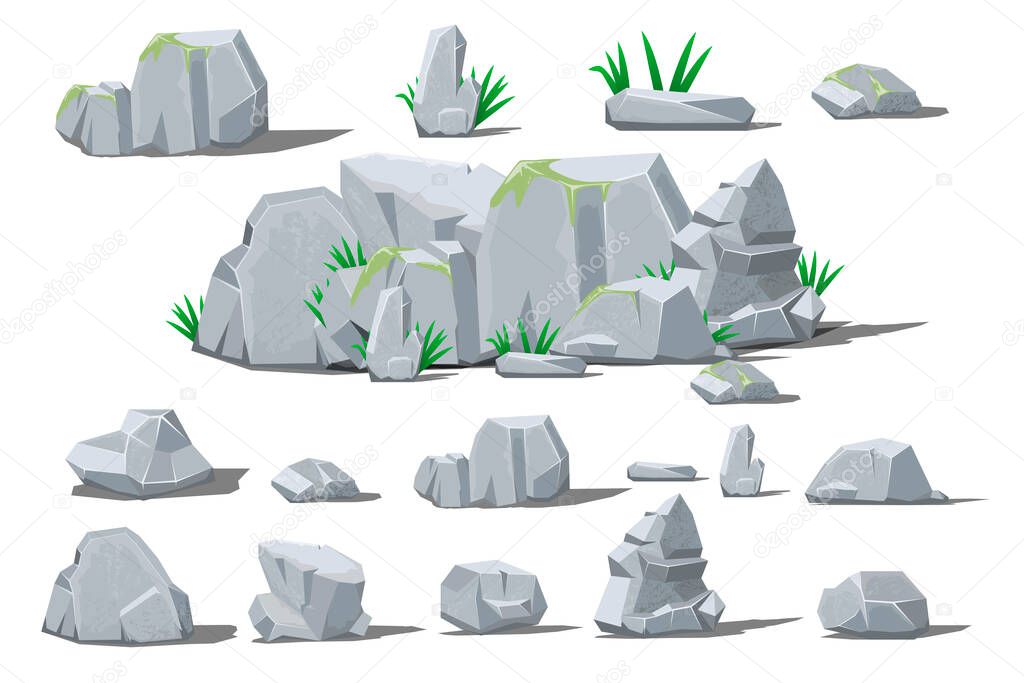 Cartoon stones with grass 