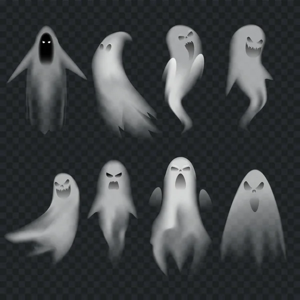 Horror fantasmas espeluznantes conjunto — Archivo Imágenes Vectoriales