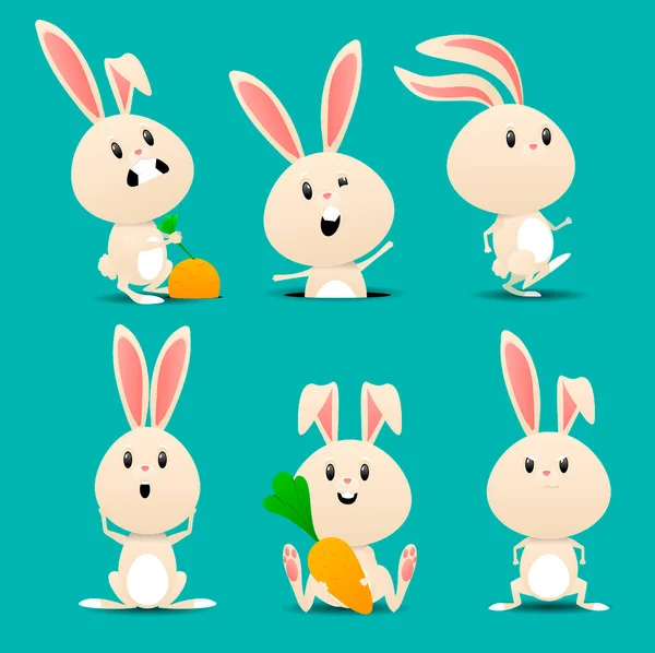 Cartoon bunny, rabbits pets — Stock Vector