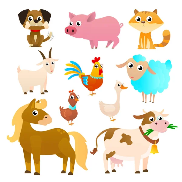 Grupo de animales de granja — Vector de stock