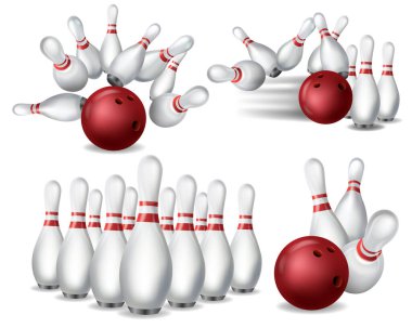 Bowling gerçekçi illüstrasyon. Bowling oyunu
