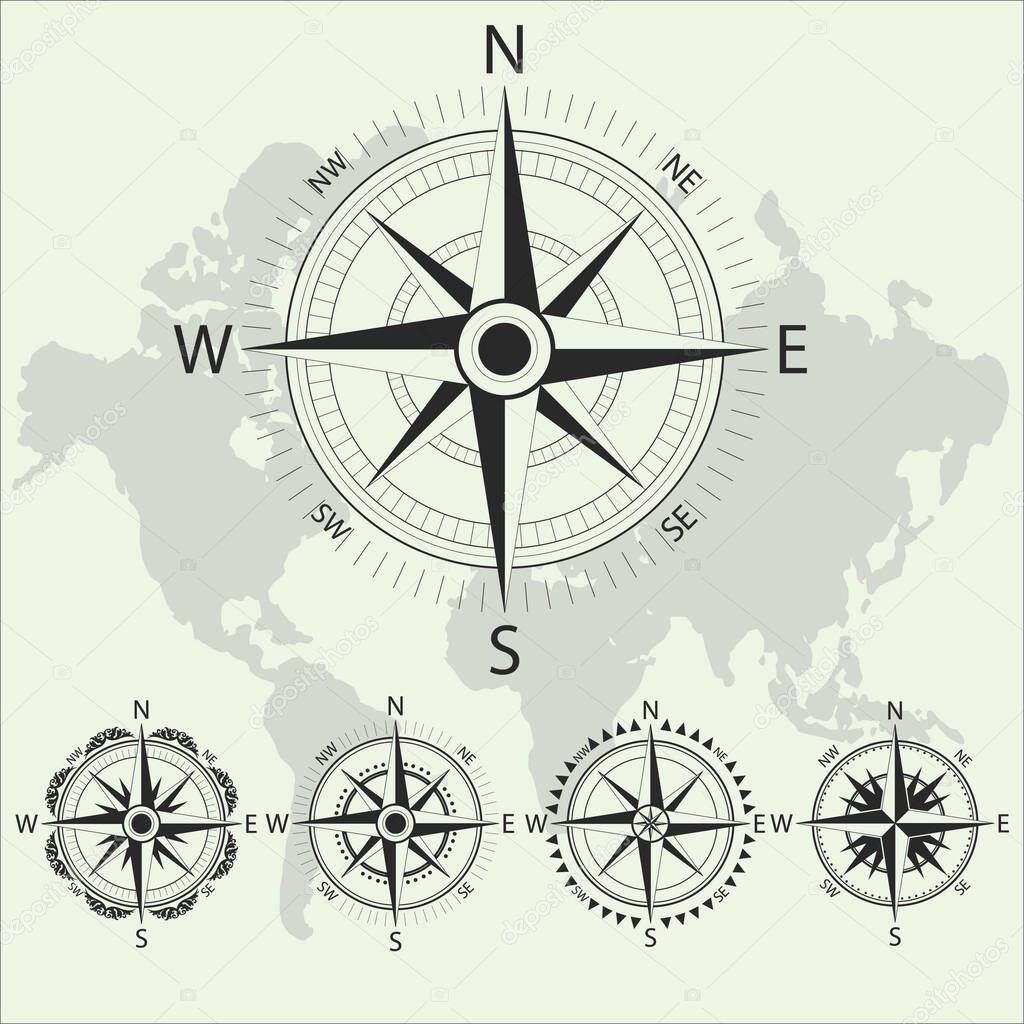 Retro nautical compass. Retro design