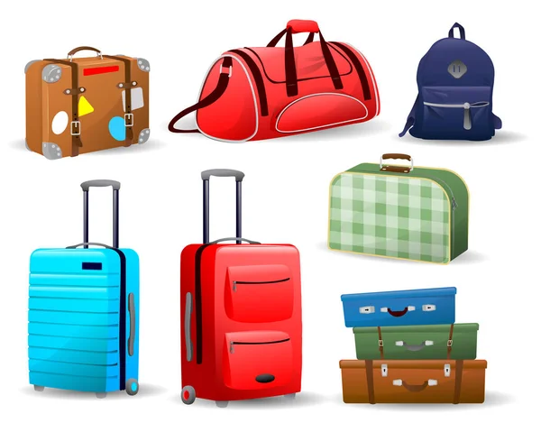 Travel luggage for men and women, travel suitcase — Stock Vector