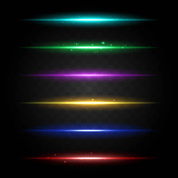Vector set of neon light linear effect — Stock Vector
