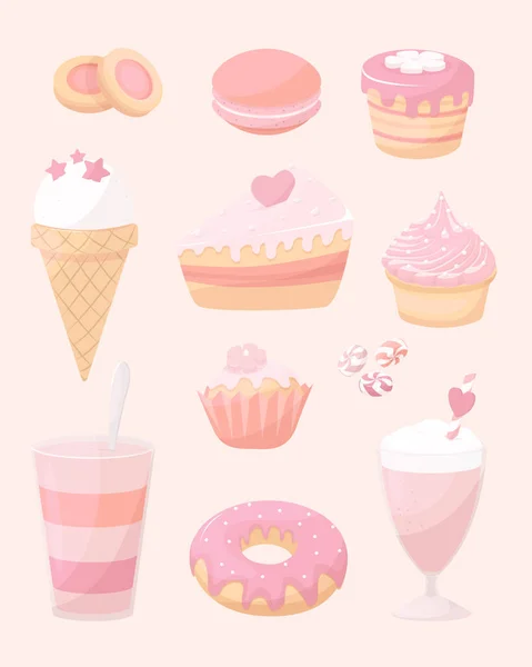 Fond de desserts, icône de doodle marchandises — Image vectorielle