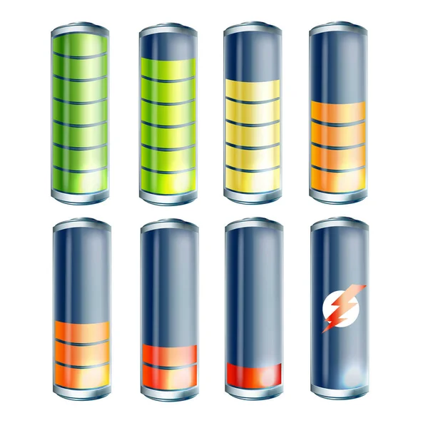 Conjunto de ícones de carga de bateria 3d — Vetor de Stock