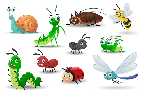 Coleção de desenhos animados insetos bonitos —  Vetores de Stock