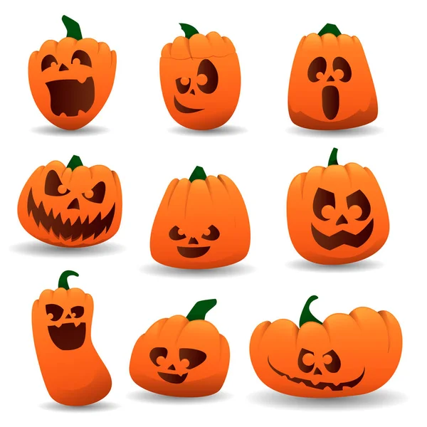 Colección carácter calabaza sobre un fondo blanco — Archivo Imágenes Vectoriales