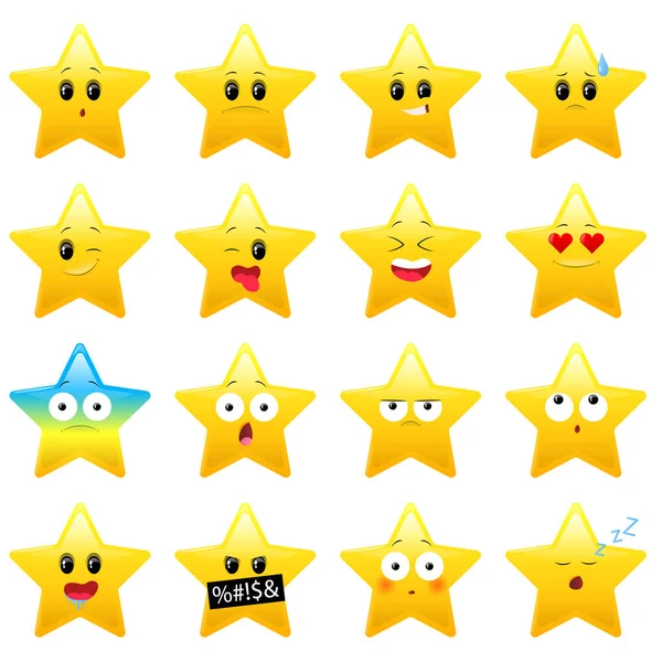 Conjunto de estrelas de desenhos animados em fundo branco —  Vetores de Stock