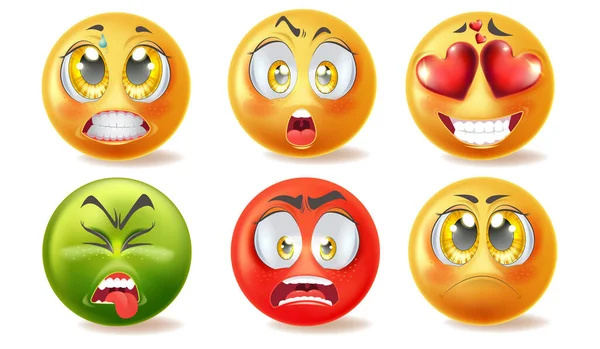 Emoticons com rostos diferentes —  Vetores de Stock