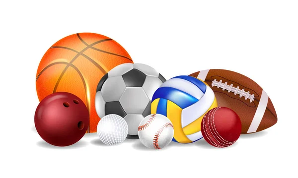 Realistic sports equipment on a white background — Stock Vector