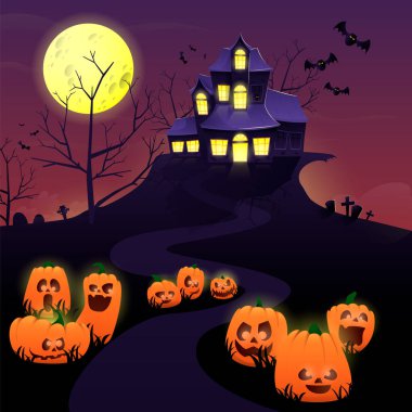 Cadılar Bayramı gecesi, ay ile arka plan 