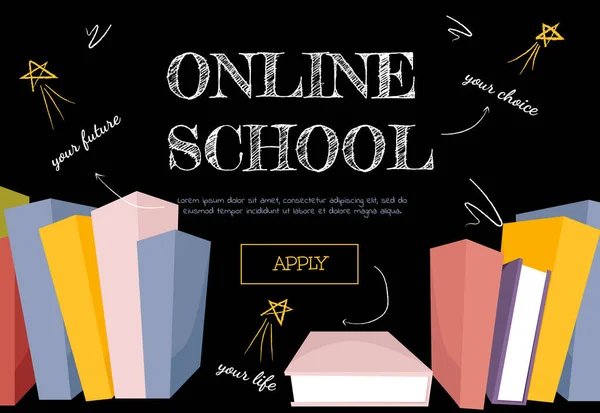 온라인 학교 디지털. 디지털 인터넷 강좌 — 스톡 벡터