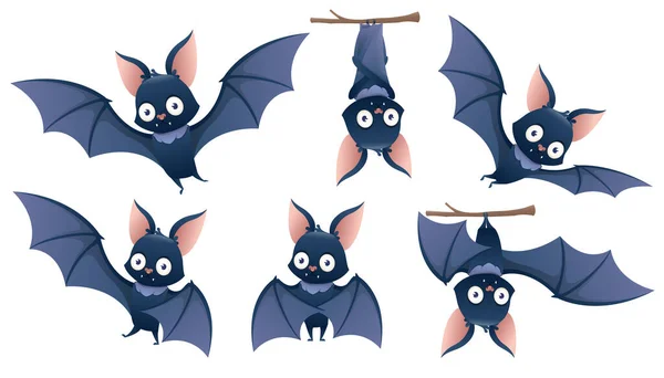 Collection de dessin animé chauve-souris Halloween — Image vectorielle