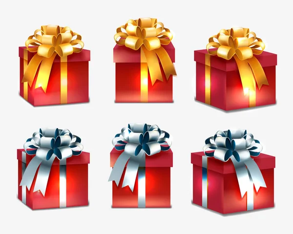 Collection realistic presents on white background — Stock Vector