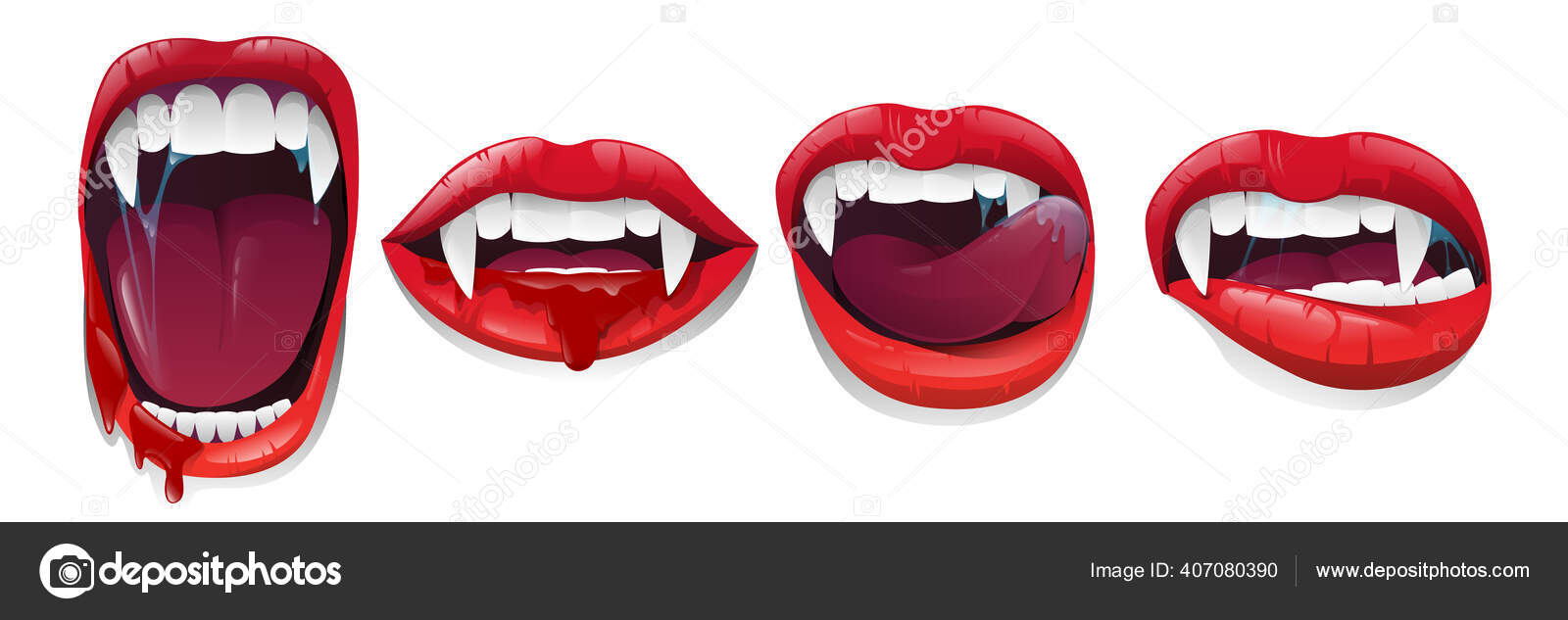 dentes e lábios de vampiro para o halloween. desenho vetorial conjunto  isolado em um fundo branco. 6606563 Vetor no Vecteezy