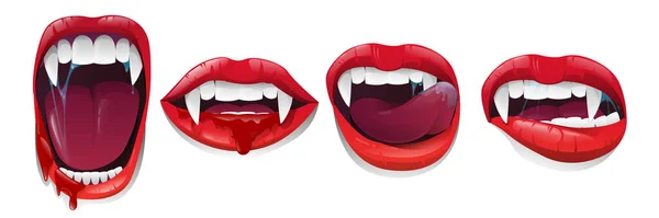 Halloween mis vampire lèvres et bouche avec crocs — Image vectorielle