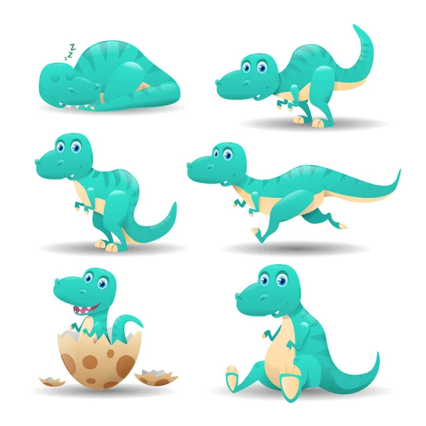 Collection of cartoon dinosaurs — Stock Vector