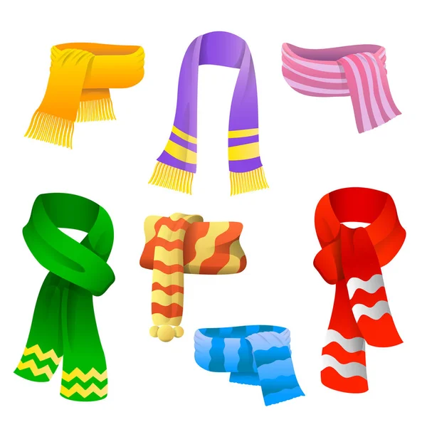寒い日に男の子と女の子のためのスカーフのセット — ストックベクタ