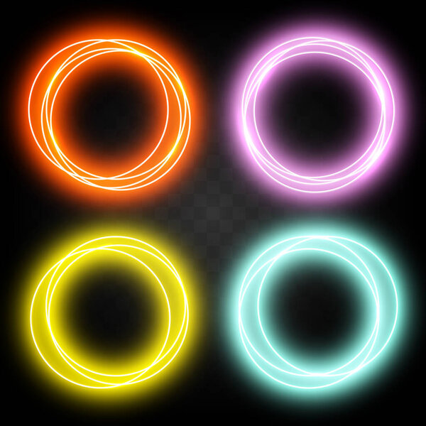 Set of effect neon different rings