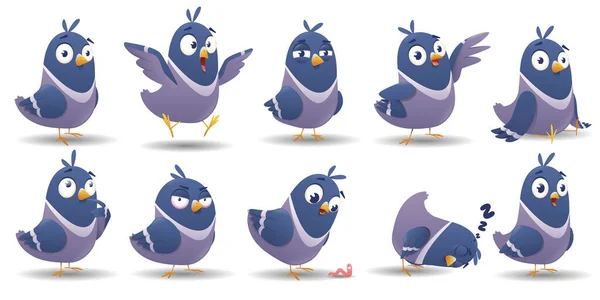 Desenhos animados conjunto de caracteres pássaro —  Vetores de Stock