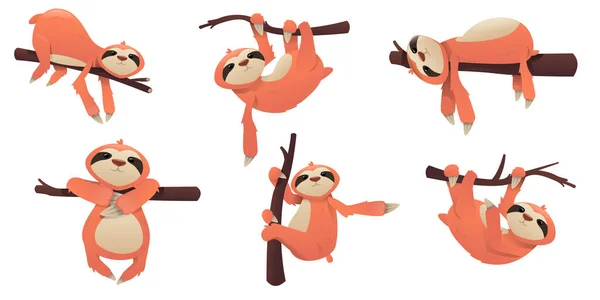 Tecknad söt sengångare. Trötthet — Stock vektor