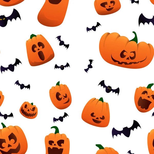 Hallowwen backgraund with pumpkin and bats — Stock Vector