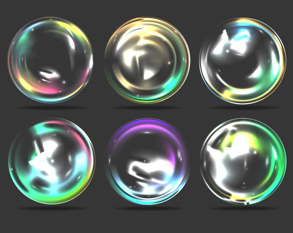 Реальні мильні бульбашки з веселковим відображенням — стоковий вектор